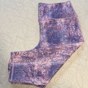 Purple and Pink Patterned Capri Leggings